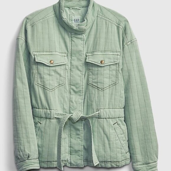 GAP Quilted Utility Jacket Casual Pockets Sage Green Cabincore Rustic Size Small - Picture 3 of 13
